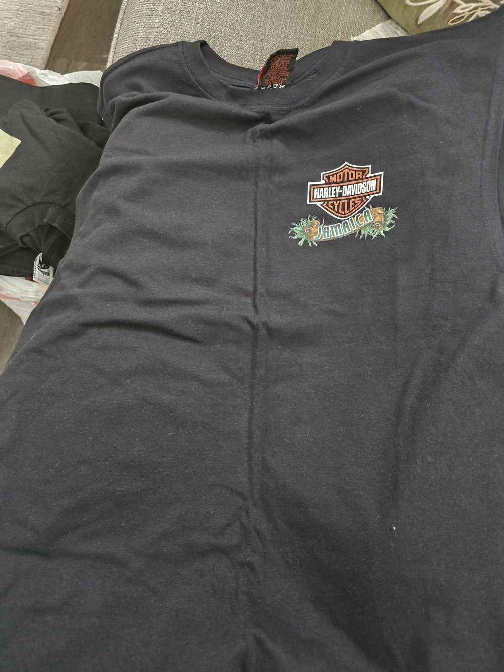 Harley-Davidson Black Short Sleeve (Sleeveless) Tee with Jamaica Crest